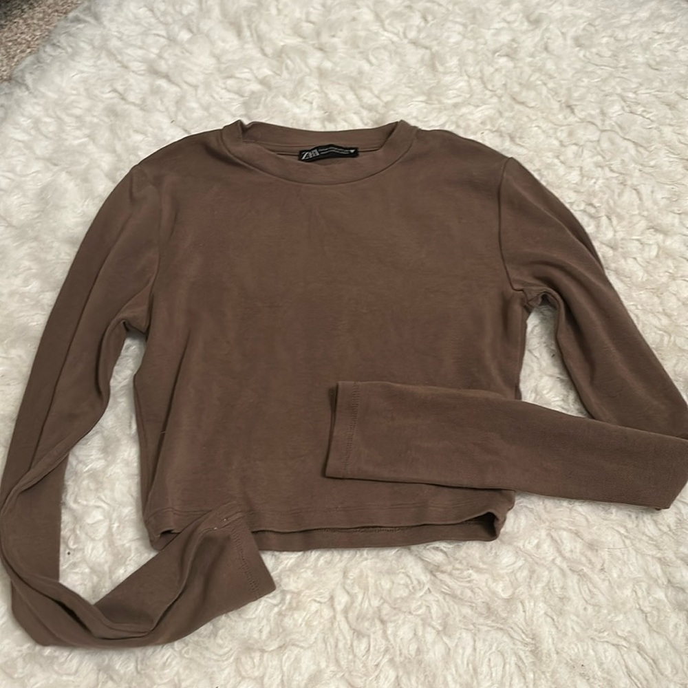 Zara cropped brown long sleeve